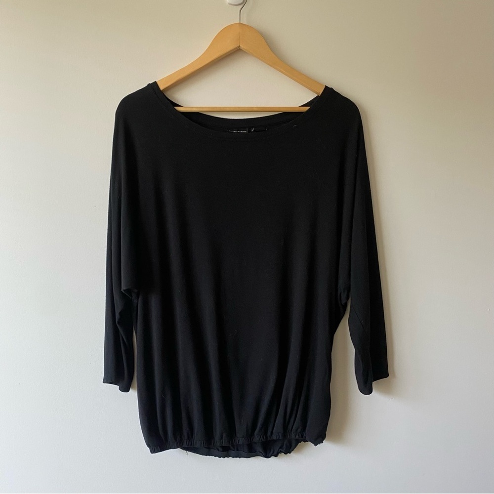 mercer & madison Bateau Neck Batwing 3/4 Sleeves Shirred Hem Top Medium